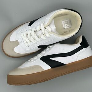 Dolce Vita White and Black Sneakers with Tan Sole